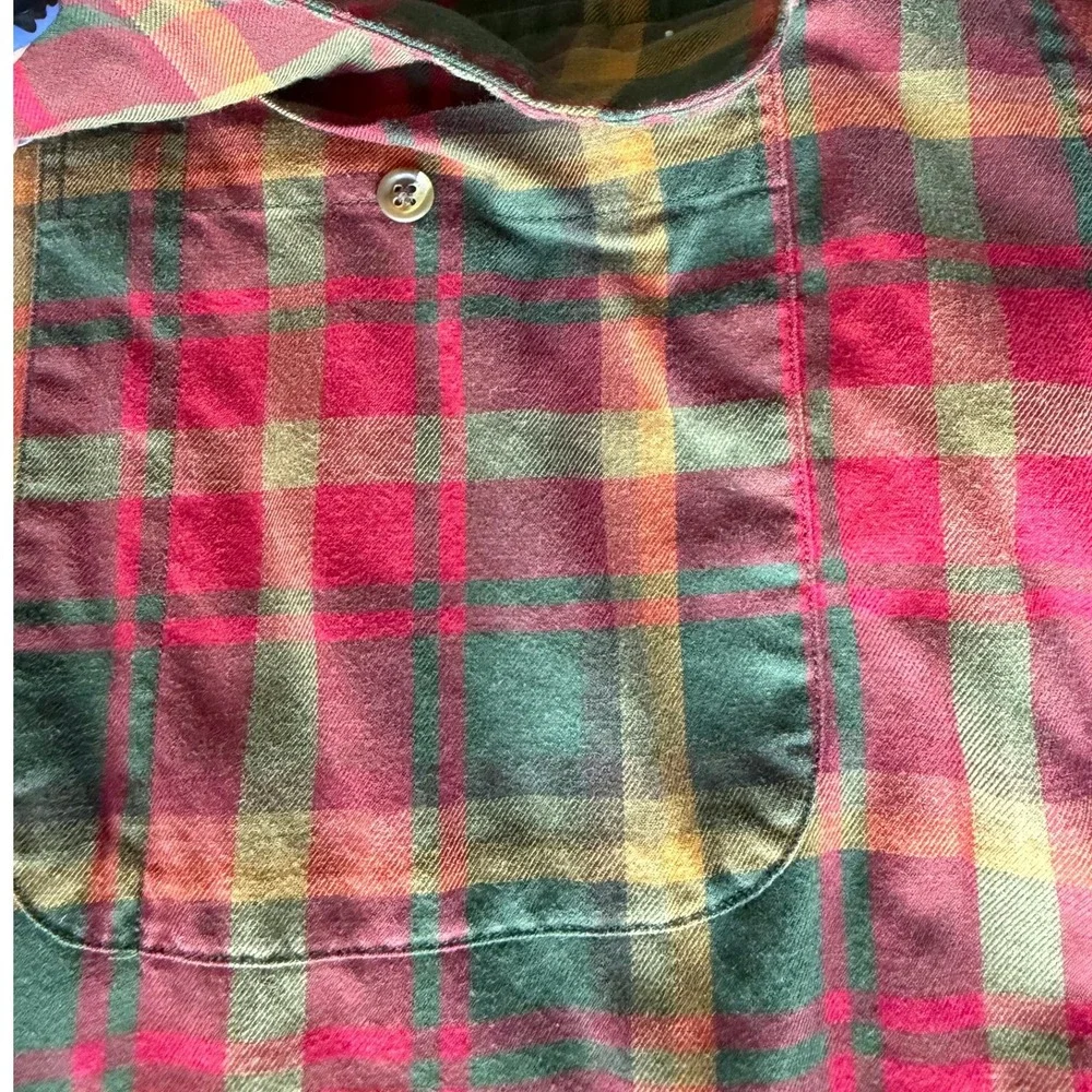 Tommy Hilfiger Mens Vintage XXL Red Green Plaid Long Sleeve Button Down Shirt